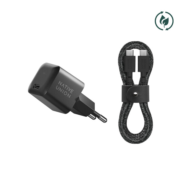 Native Union FAST GAN Ladegerät 30W USB-C auf USB-C Kabel Bundle, cosmos/schwarz