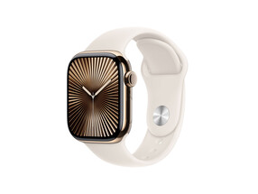 Apple Watch Series 10 GPS + Cellular, Titan gold, 42mm mit Sportarmband, polarstern - M/L&amp;gt;